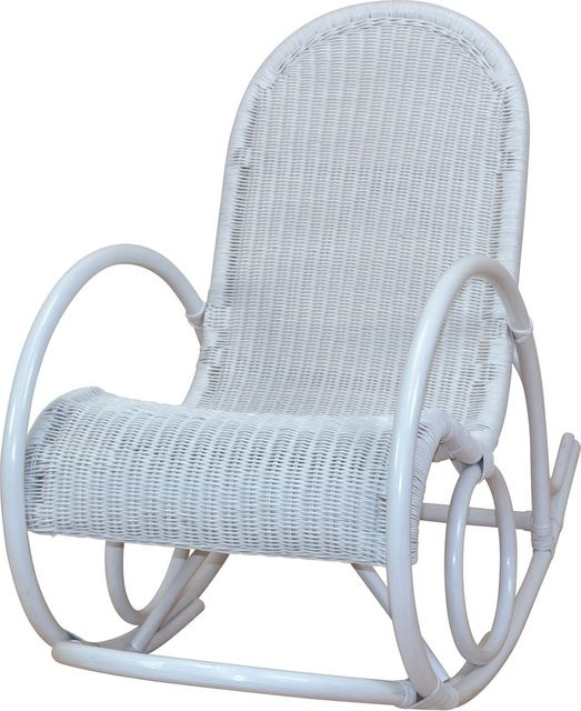 Schaukelstuhl von Möbel direkt online aus weiß lackiertem Rattan mit Armlehnen - Bild 1