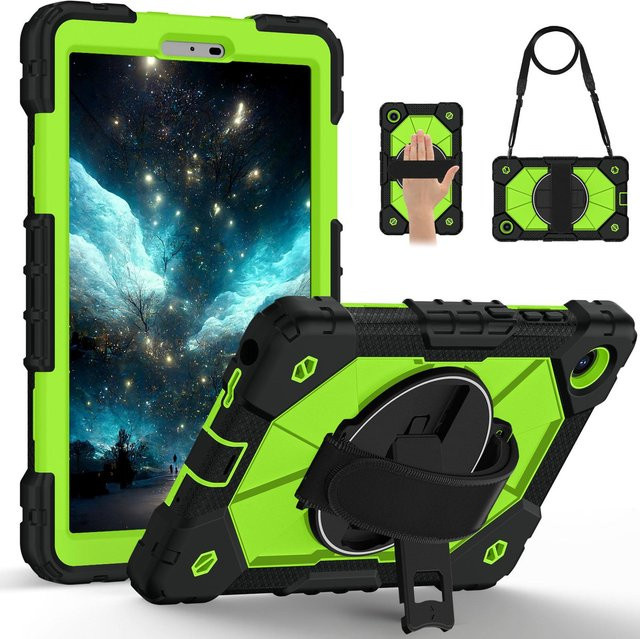 Armor Tablet Hülle für Lenovo Tab K9 TB305FU One 8,7 Zoll in Grün mit Schultergurt und Ständer, stoßfestes Silikon und PC Design für Kinder - Bild 1