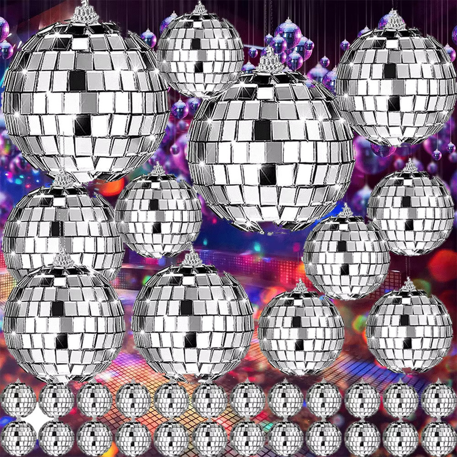 EsenTroye Disco-Spiegelkugel aus Glas in Silber zum Aufhängen für Party, Hochzeit und Dekoration - Bild 2