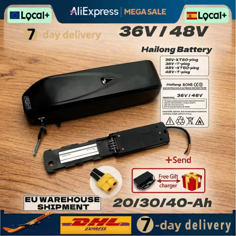 Bafang Lithium-Ionen-Akku für Hailong E-Bike Motoren in Schwarz, kompatibel mit 36V und 48V - Bild 1