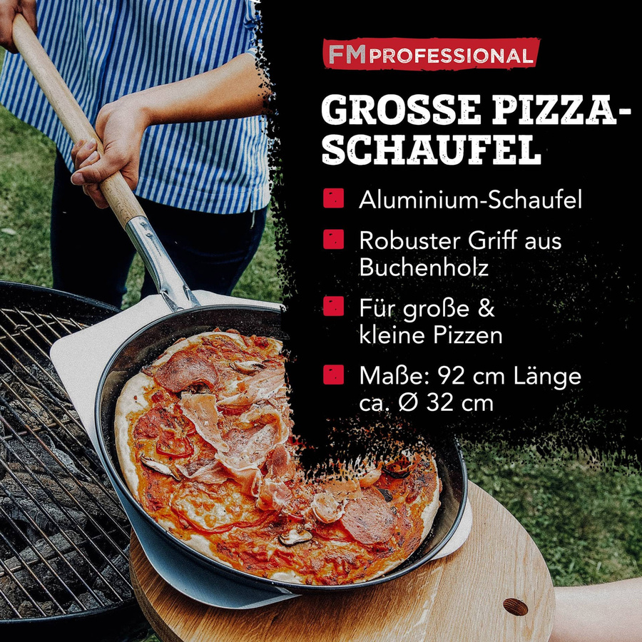 FMprofessional Pizzaschaufel aus FSC-zertifizierter Buche mit silbernem Turner, Länge: 91 cm - Bild 3