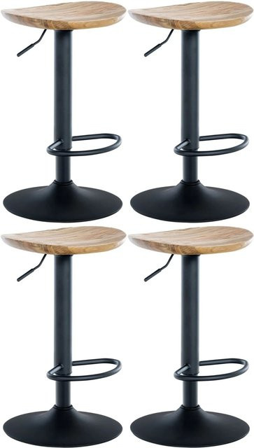 4er Set DELUKE Barhocker SUZON höhenverstellbar und drehbar aus Holz und Metall in Natura, B/T/H: 41 x 38,5 x 56 cm - Bild 1