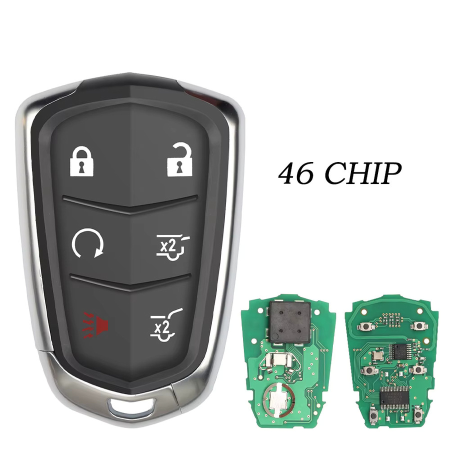 YIQIXIN Auto Fernbedienung Schlüssel für Cadillac Escalade SRX XTS ESV ATS CTS CT6 in Schwarz mit 315/433 MHz und ID46 PCF7937E Chip (Uncut Klinge) - Bild 4