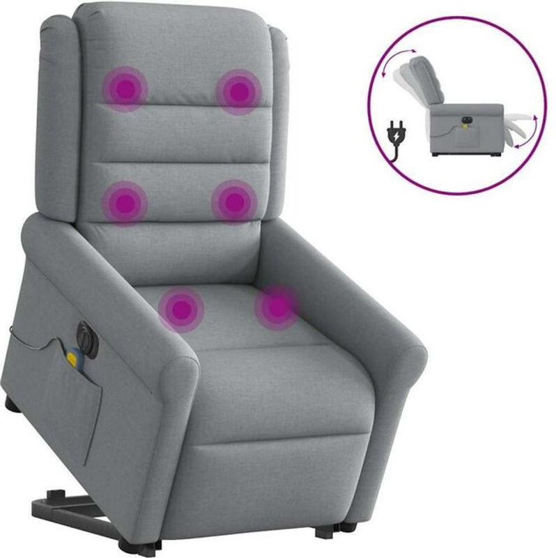 Vidaxl Elektrischer Massagesessel mit Aufstehhilfe in Grau aus Stoff und Metall - Bild 1