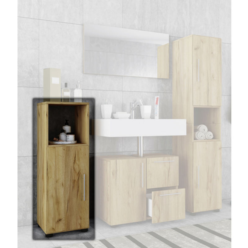 VCM Midischrank Flandu Badschrank in Eiche Honig, B/H/T: 31 x 93 x 30 cm - Bild 3