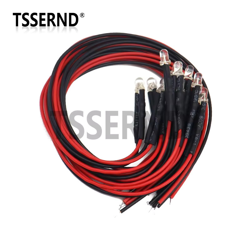 TSSERND 10er Set RGB LED Leuchtdioden 3mm, vorverdrahtet mit 20cm Kabel, 5-12V, Multicolor - Bild 2