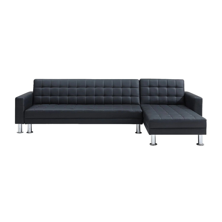 Vente-unique Schlafsofa Willis in L-Form, Schwarz, Kunstleder, Breite: 290 cm - Bild 2