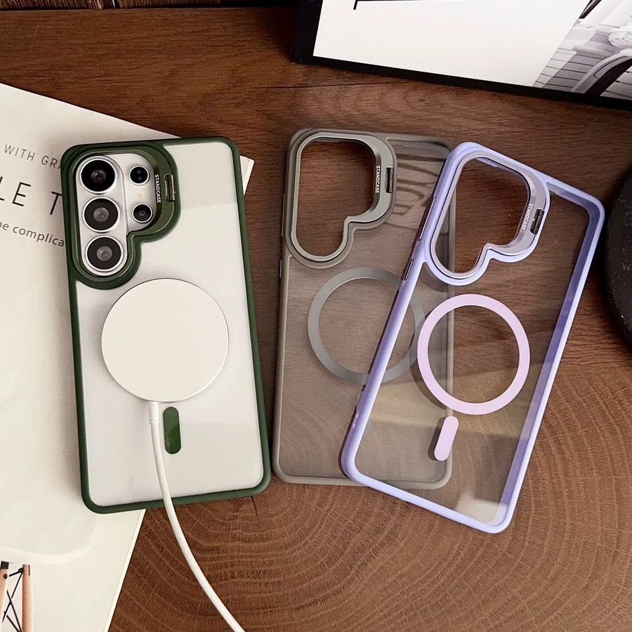Transparente Magnetische Schutzhülle mit Metall-Linsenständer für Samsung Galaxy S26 S25 S24 S23 Plus Ultra FE A56 A36 A06 A15 inklusive MagSafe Kompatibilität - Bild 2