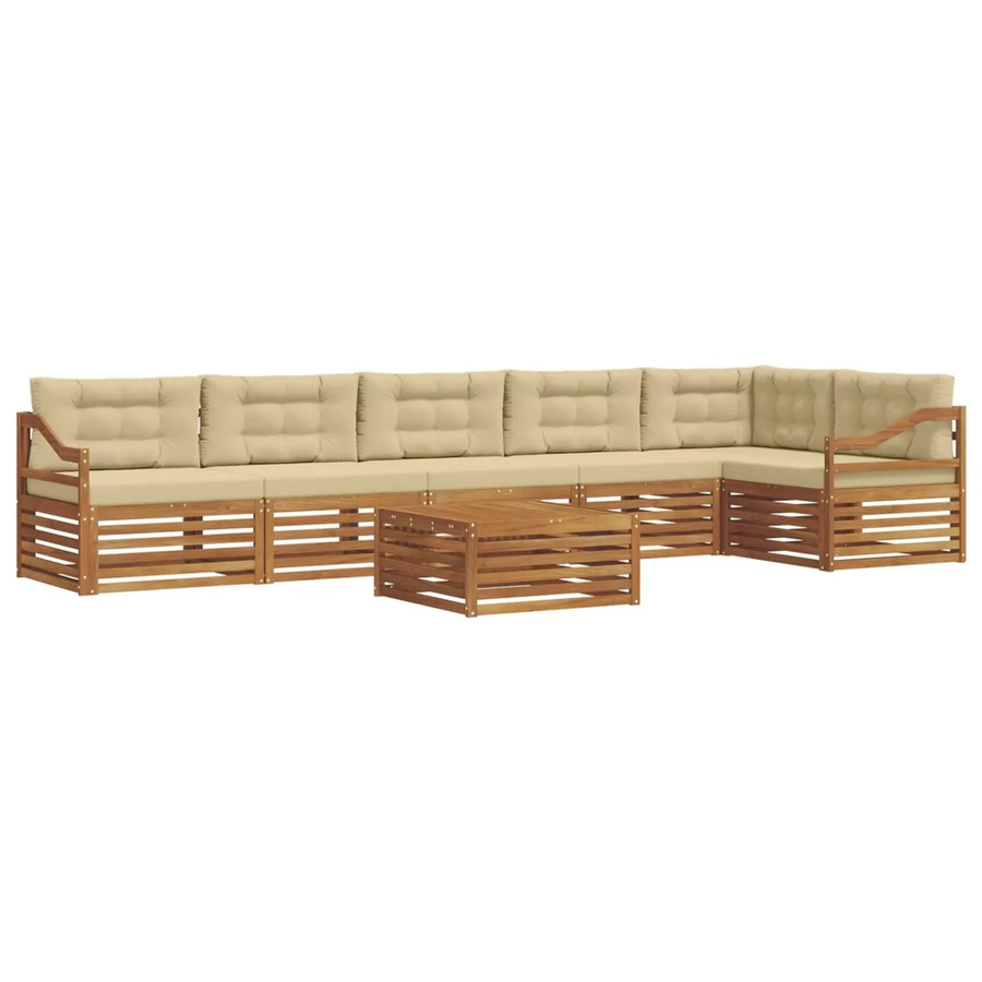 vidaXL Outdoor-Sofagarnitur 7-teilig aus Akazienholz mit Kissen in Natur und Beige - Bild 2