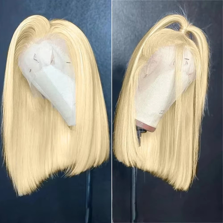 Sooolavely Echthaarperücke, Kurzer Bob, glatt, 613 Honigblond, Damen - Bild 3