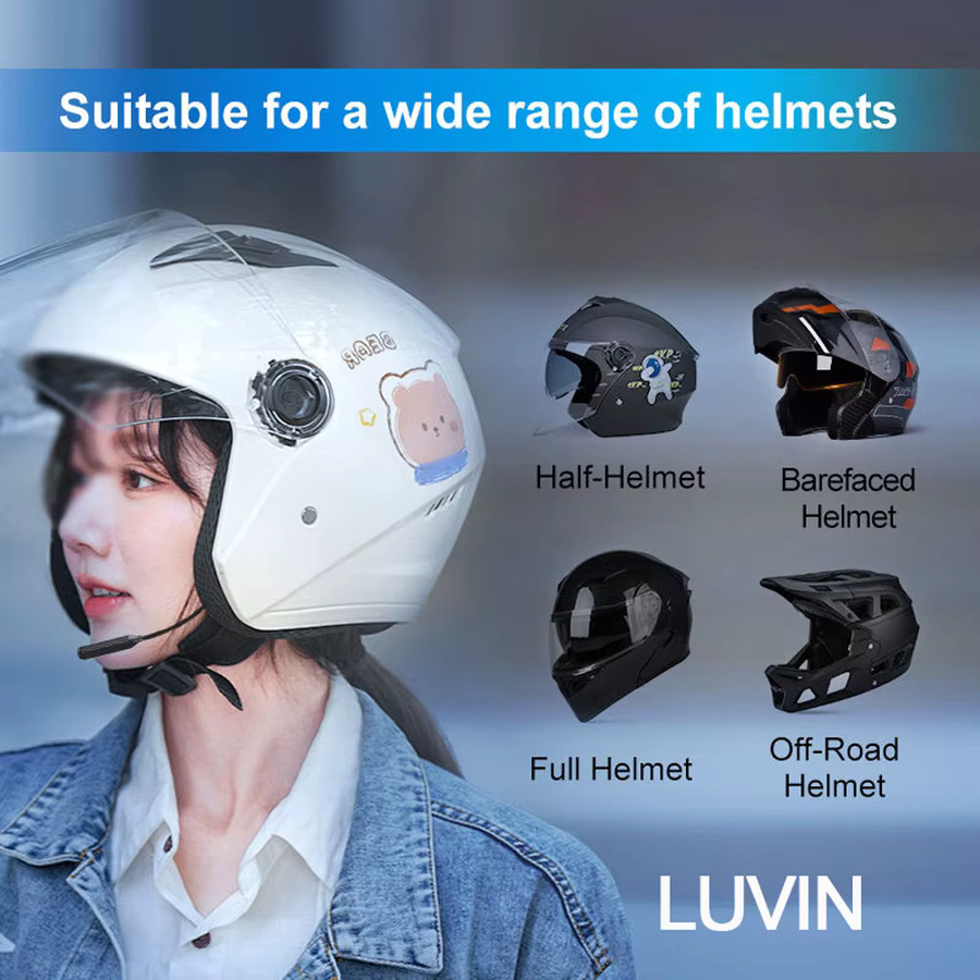 Freedconn LUVIN S1 Bluetooth 5.3 Motorradhelm-Headset in Schwarz mit In-Ear Kopfhörern und kabelloser Stereo Intercom Freisprecheinrichtung - Bild 3