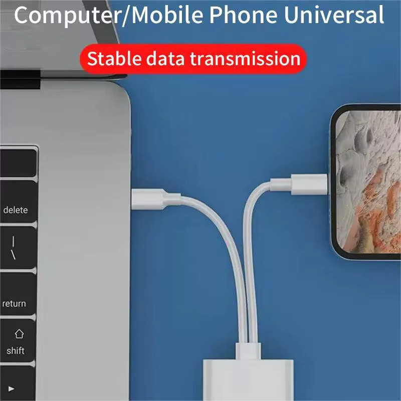 2-in-1 OTG Kartenleser Typ C und Lightning auf SD-TF Speicherkartenadapter in Weiß für iPhone, PC und Laptop ohne App-Anforderung - Bild 3