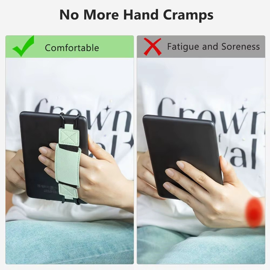 Hochelastische Handschlaufe aus PU-Leder in Blau für E-Book-Reader und Tablets von 6 bis 8 Zoll - Bild 2