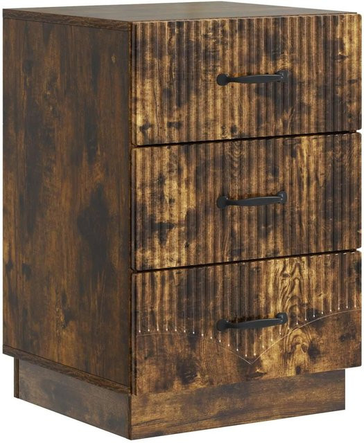 vidaXL Nachttisch aus Holzwerkstoff in Geräucherte Eiche, Vintage Design, B/T/H: 41 x 43 x 63,5 cm - Bild 1