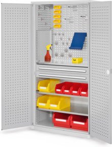 Kappes Schubladenschrank RasterPlan Mod. 11 in Grau mit Tür und innenliegenden Lochplatten, B/T/H: 60,0 x 100,0 x 195,0 cm - Bild 1