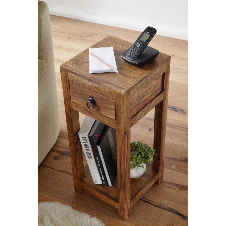 Wohnling Telefontisch aus Sheesham Massivholz in Braun, B/T/H: 30 x 30 x 68 cm - Bild 2