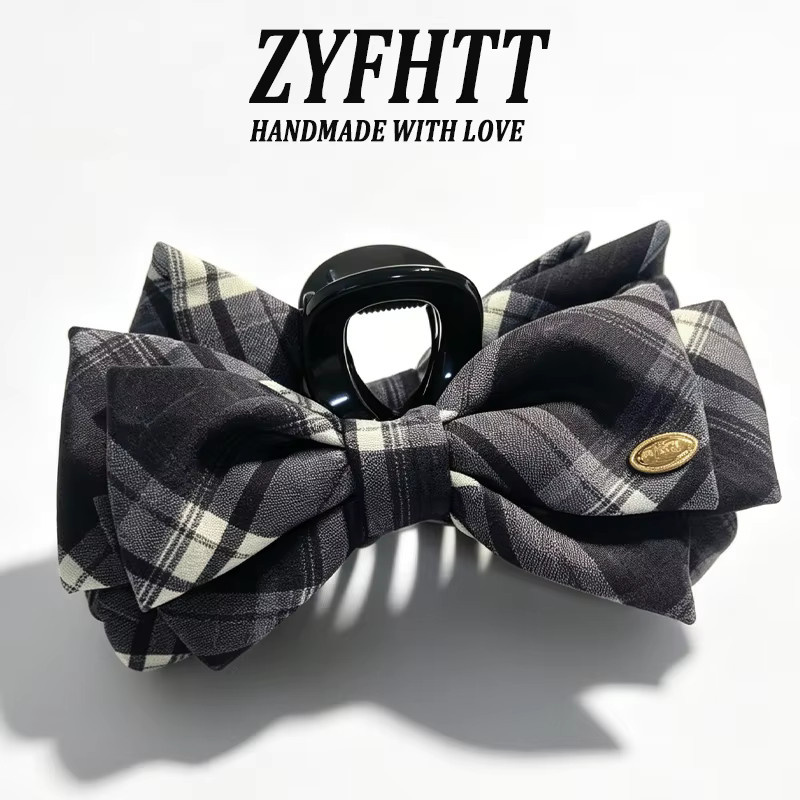 ZYFHTT Haarspange mit Schleife, Karierter Stoff, Damen - Bild 2