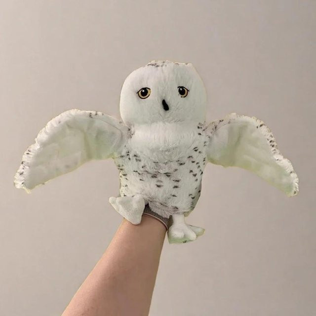Fashnics Eule Plüsch Hand Finger Geschichte Puppe, Stoffvogel, Grau, ab 14 Jahren - Bild 1
