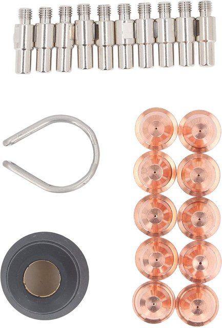 Koogeelife 23-teiliges Plasmaschneider-Zubehör-Set PR0010 in Silber mit Elektroden PD011608, Düsenspitzen und Abstandshalterführung aus Messing - Bild 1