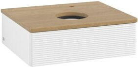 V&B Waschtischunterschrank Antao mit Frontstruktur, Eiche Honig und Weiß lackiert, B/T/H: 60 x 50 x 19 cm - Bild 1