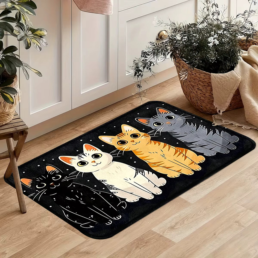 VIKAMA Küchenmatte mit Cartoon-Katzen-Motiv, rutschfester Läufer in Mehrfarbig für Kinderzimmer und Wohnzimmer - Bild 4
