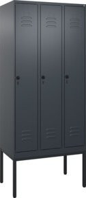 C+P Spind Classic PLUS Garderobenschrank aus Stahl mit 3 Abteilen in Anthrazit, H x B x T: 212 x 90 x 50 cm - Bild 1