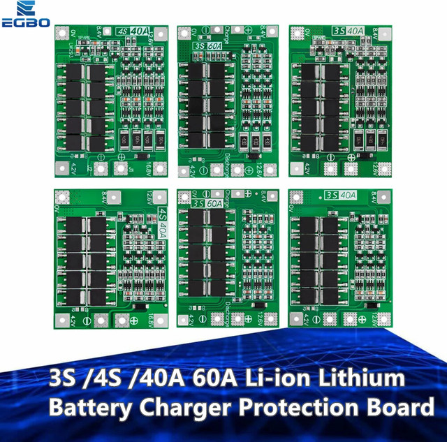 EGBO BMS Li-Ion Lithium Batterie Ladeschutz für 18650 Akkus 3S 4S 40A 60A in Grün - Bild 1