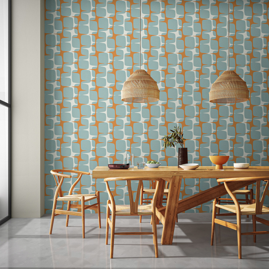 Scion Tapete Going Lohko Abstract Geometric Modern Sky/Auburn Vlies-Tapete - Bild 1
