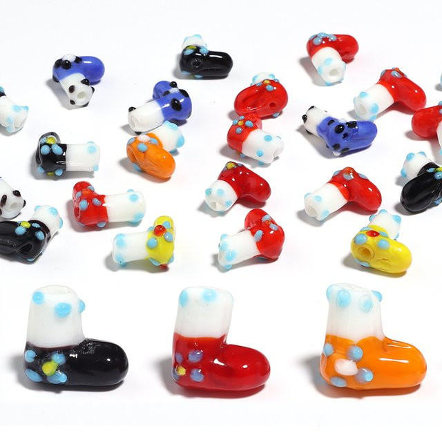 Glas Perlen Lampwork, Bunt, 2 Stück - Bild 1