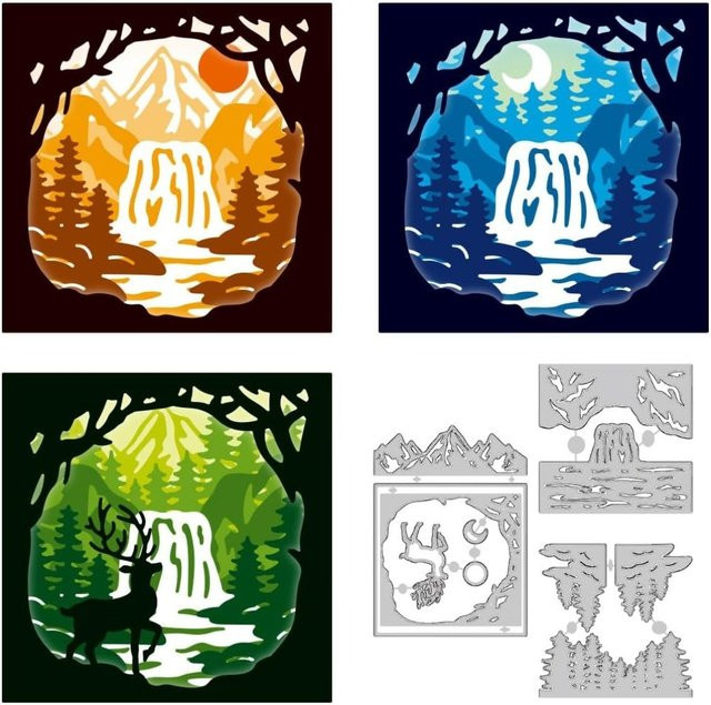 Mehrschichtige Wasserfälle Stanzform aus Kohlenstoffstahl für Scrapbooking und Kartenherstellung, Multicolour - Bild 1
