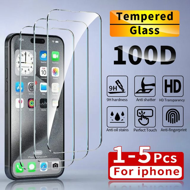LUBIC Panzerglas Display Schutzfolie für iPhone 11 12 13 14 15 16 Pro Max und iPhone 7 8 SE 2022 X XS XR in Transparent - Bild 1