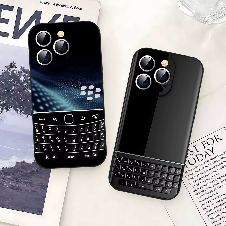 Retro B-Blackberry Handyhülle für iPhone 17 16 15 14 13 12 11 Pro Max Plus in Schwarz aus weichem TPU - Bild 3
