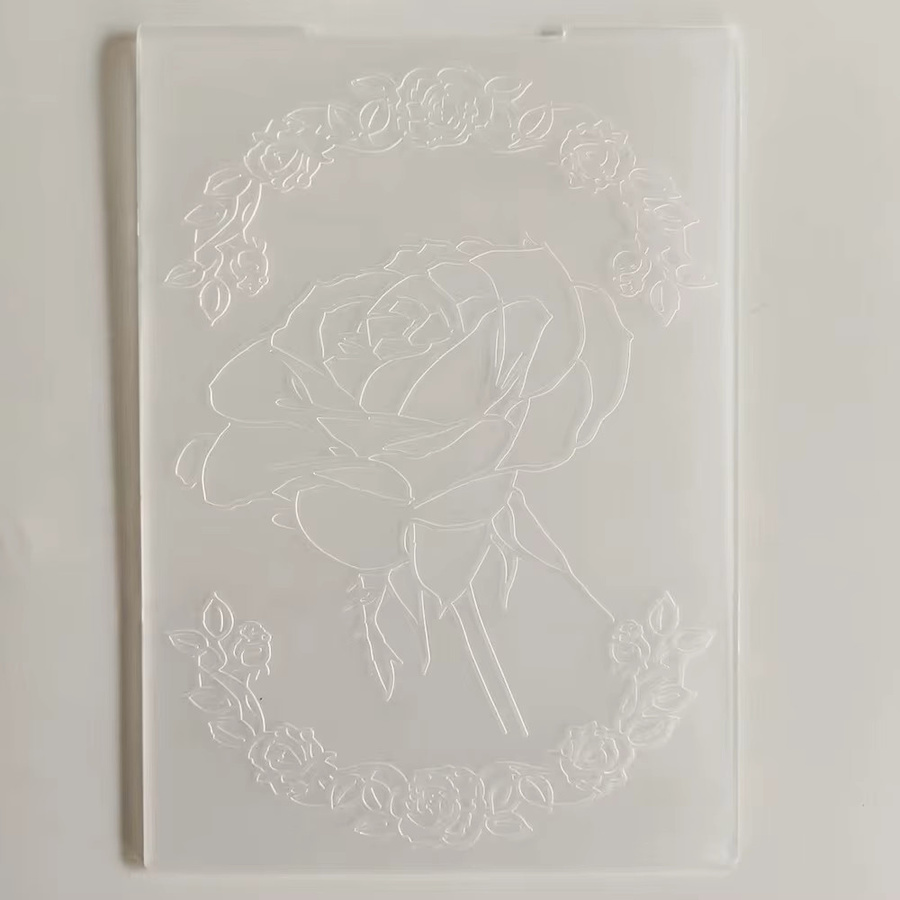 2D-Prägeschablonen aus Kunststoff mit Rosen, Ästen, Blättern und Schmetterlingen in Transparent für DIY-Scrapbooking und Kartenherstellung - Bild 2