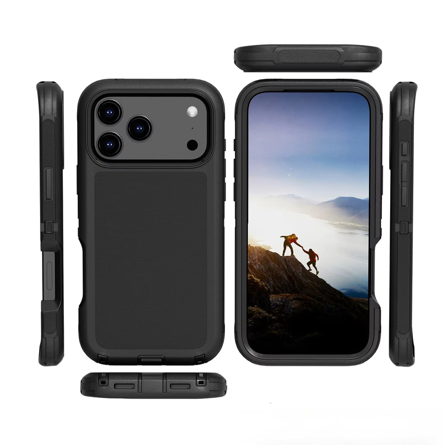 OTT Hochleistungs-Schutzpanzerhülle mit Gürtelclip für iPhone 18 17 Air 16 15 14 Plus 13 Pro Max, stoßfeste Hülle in Schwarz, Pink oder Grün - Bild 1