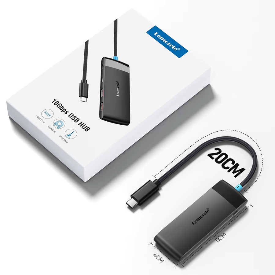 Lemorele TC109 5-in-1 USB-C Hub mit USB 3.2 10 Gbit/s, 2 USB-A und 2 USB-C Anschlüssen, kompatibel mit Thunderbolt 3/4, Mac und Windows - Bild 5