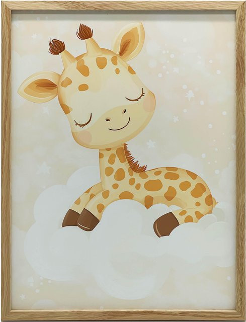 Poster Traum einer Giraffe von iKable in Schwarz mit Aluminiumrahmen, Breite: 30 cm, Höhe: 40 cm - Bild 1