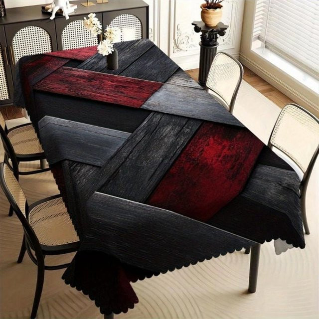 JMG Household Supplies Tischdecke mit Holzmaserung in Schwarz-Rot, rechteckig, fleckenresistent, B/T: 140 x 180 cm - Bild 1