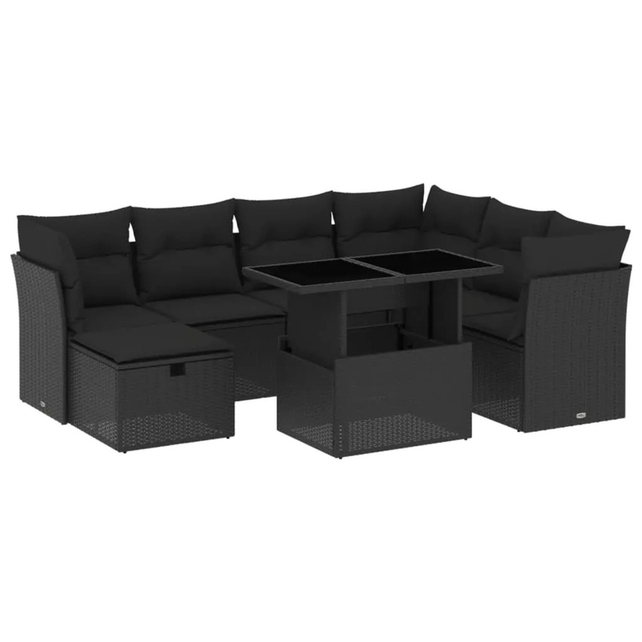 vidaXL 8-teilige Garten-Sofagarnitur aus Poly-Rattan mit Kissen in Schwarz - Bild 2