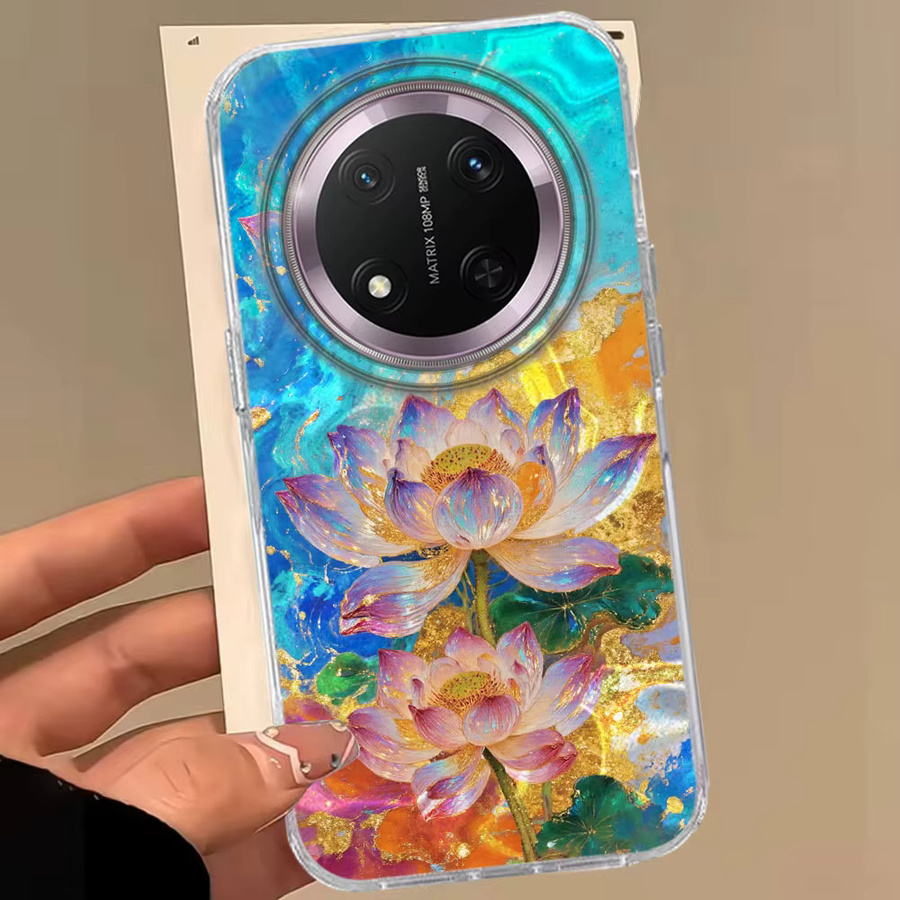 Handyhülle mit Rosa Pfingstrose und Lotus Print für Honor X9c X9a X9b X8a X8b X8c X6c X7b 400 200 90 Smart Pro Magic7 6 5 70 Lite in Pink und Multicolour - Bild 3