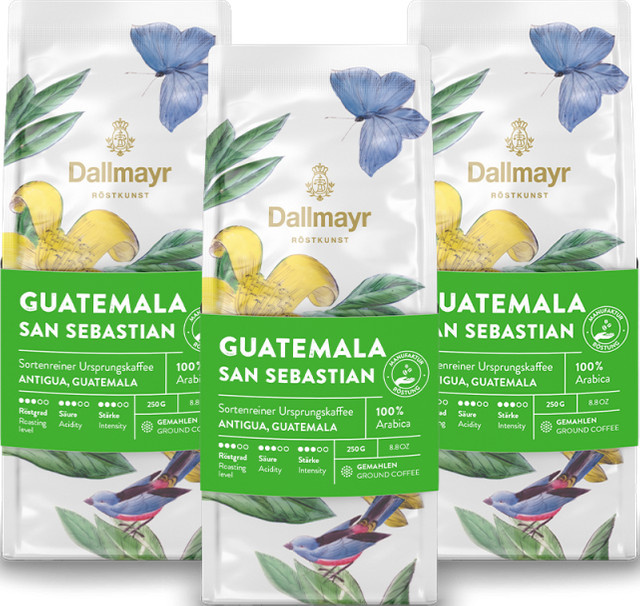 Dallmayr Röstkunst Guatemala San Sebastian Kaffee gemahlen 3 x 250g - Bild 1