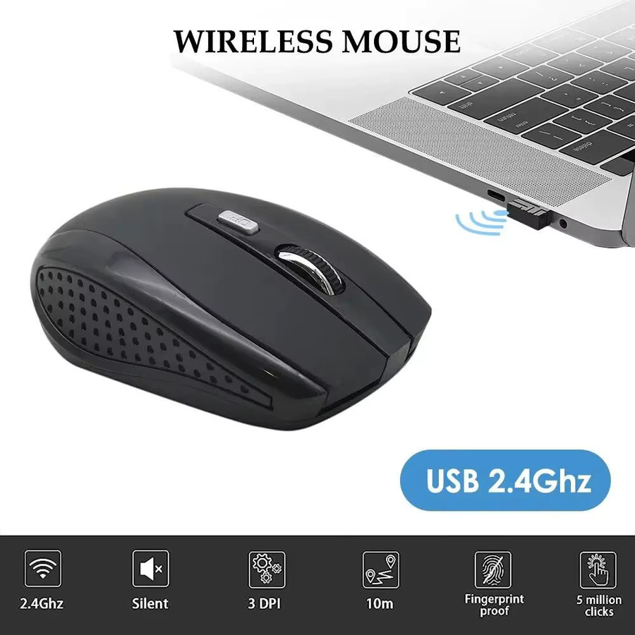 KAFNHCKA Kabellose Bluetooth-Maus in Blau, 3-stufig verstellbare optische Maus mit USB-Empfänger und geräuschloser Funktion für Laptop und Computer - Bild 2