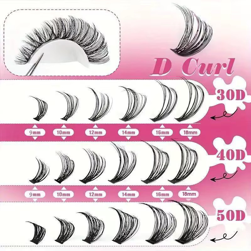 HNKMP Cluster-Wimpern-Set, D-Curl, Unisex - Bild 5