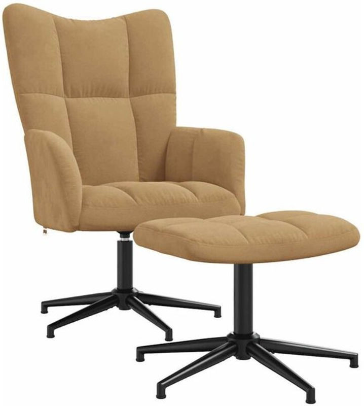 Modern Relaxsessel mit Hocker von vidaxl in Braun aus Samt und Stahl - Bild 1