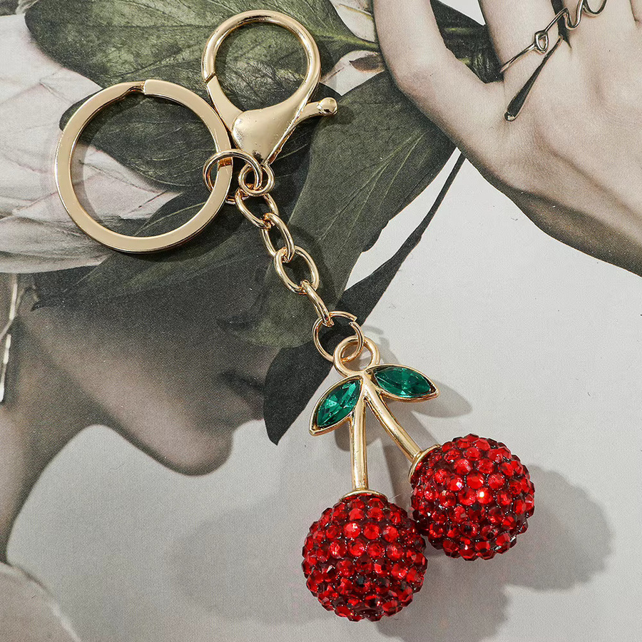 kefeng jewelry Schlüsselanhänger Kirsche, Legierung, Strass, Damen - Bild 2