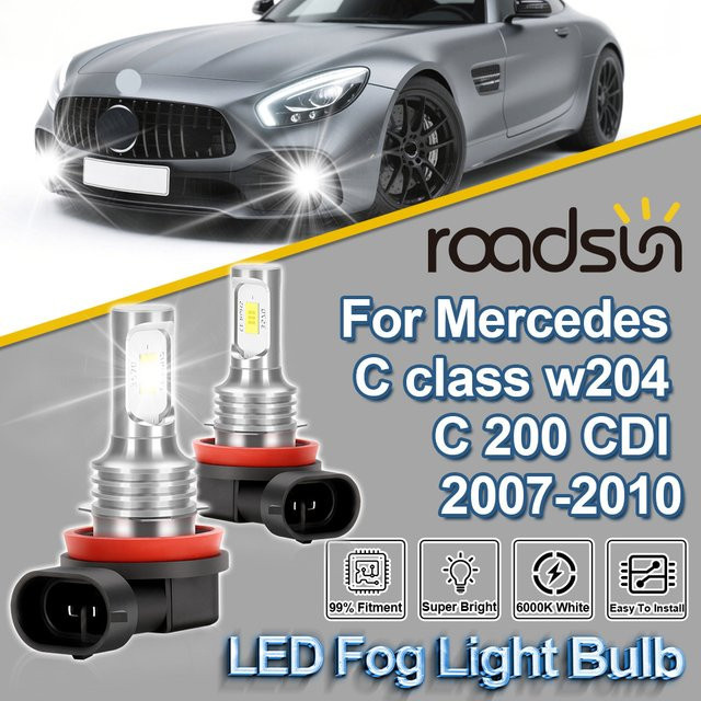 ROADSUN Ultrahelle Canbus Auto-LED-Nebelscheinwerferlampen für Mercedes C-Klasse W204 C 200 CDI, Farbe: Silber - Bild 1