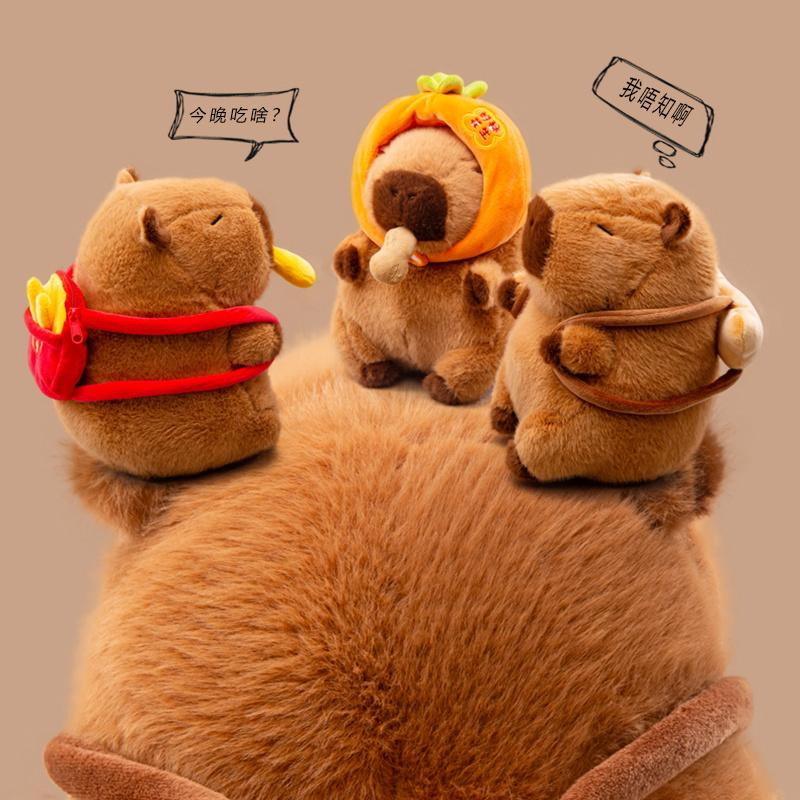 GDzaccly Cartoon Capybara Plüschtier mit Snack Rucksack 25cm - Bild 1