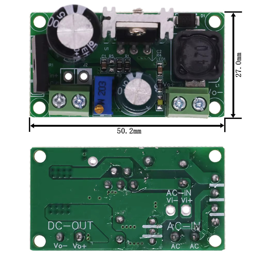 LM2596HV AC/DC zu DC Buck Step Down Converter Netzteil Modul, Eingangsspannung AC 5V-30V und DC 5V-50V, Farbe: Grün - Bild 2