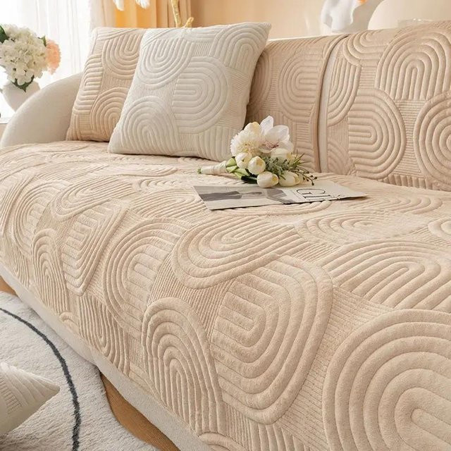 Yupartex Samt-Sofabezug, rutschfeste und waschbare Couch-Schonbezüge für das Wohnzimmer, einfarbig, B/T: 90 x 90 cm - Bild 1
