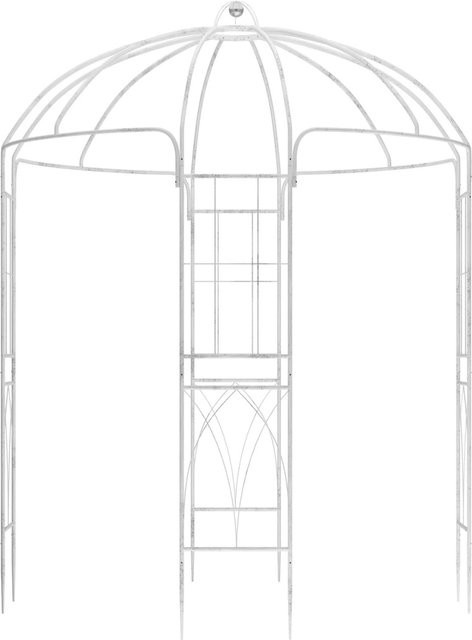 DELUKE Gartenpavillon LOTTA mit Rankhilfe und Rosenbogen aus Metall in Antik-Weiß im Landhausstil, B/T/H: 200 x 200 x 270 cm - Bild 1