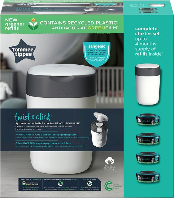 Tommee Tippee Twist & Click Windeleimer in Weiß inklusive 4 Nachfüllkassetten - Bild 1